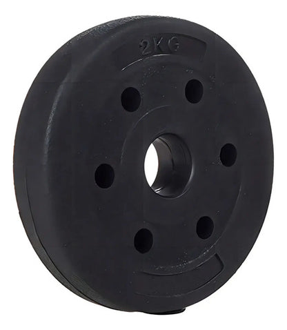 Pesa Disco Revestido 2kg Para Barra Mancuerna Entrenamiento Negro