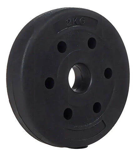Pesa Disco Revestido 2kg Para Barra Mancuerna Entrenamiento Negro