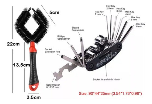 Kit De Herramientas Y Limpieza Bicicleta Ciclismo 6 En 1