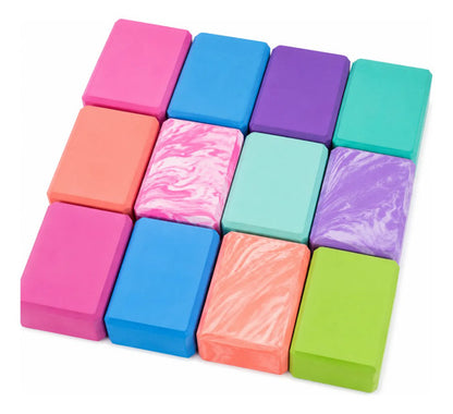 Pack X12 Bloques De Yoga Eva Alta Densidad Ladrillo Pilates Surtido