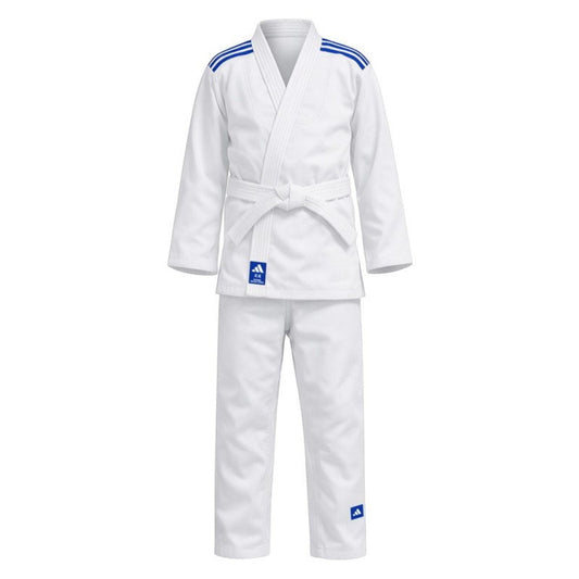 Uniforme Judo Adidas Evolution con Correa Algodon Poliester para Principiantes Blanco/Azul con Cinturon