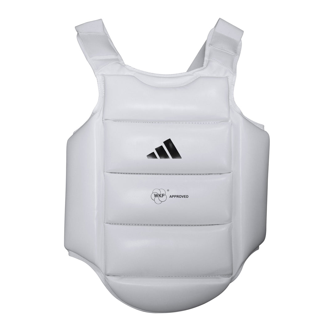 Protector de Pecho Karate Adidas WKF Niño ADIPKID Blanco/Negro EVA para Competicion Infantil Aprobado Federacion Mundial