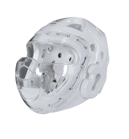 Protector de Cabeza con Mascara Karate Adidas WKF Blanco Cobertura Total para Competicion Kumite y Sparring Avanzado