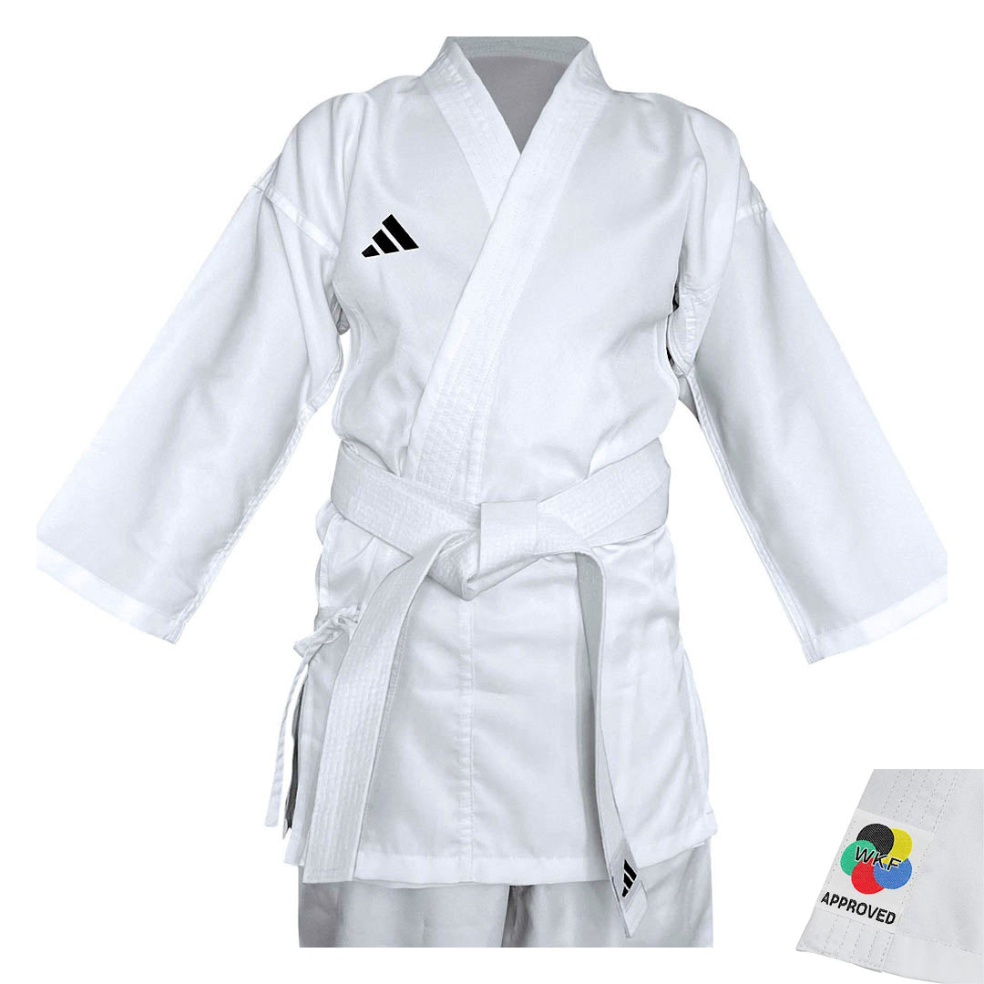 Uniforme Karate Adidas K150WB con Cinturon Incluido Blanco para Principiantes y Practica Habitual Talla 160