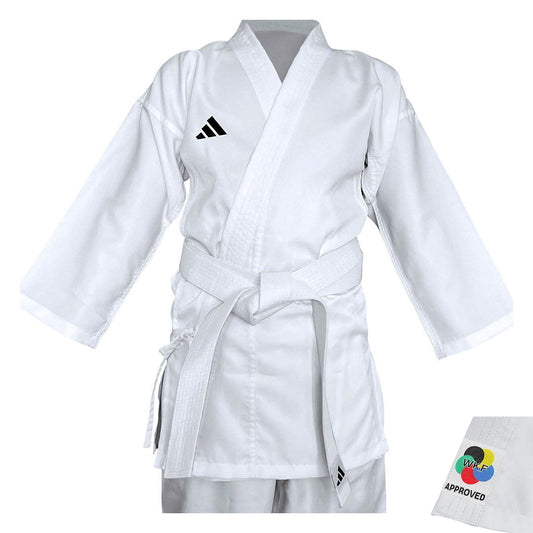 Uniforme Karate Adidas K150WB con Cinturon Incluido Blanco para Principiantes y Practica Habitual Talla 160