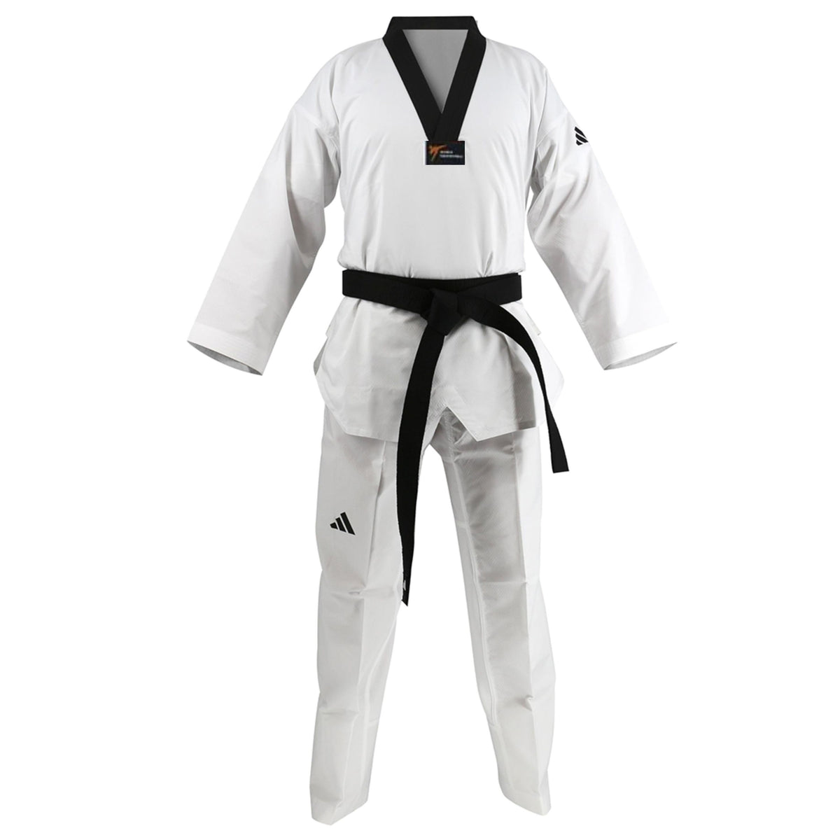 Uniforme Taekwondo Adidas Champion II WT 100% Poliester Premium Aprobado para Competicion Cuello Negro Blanco Talla 180