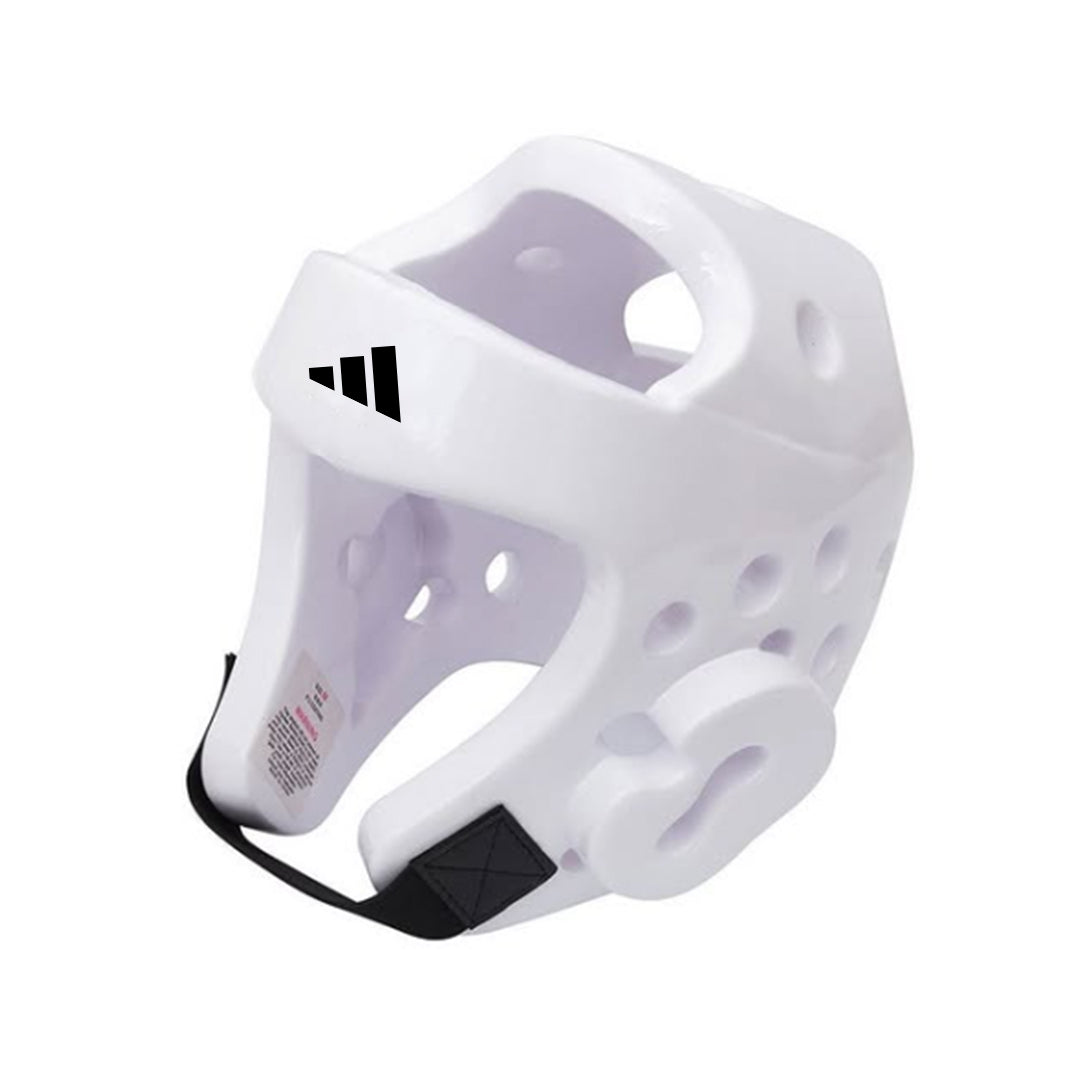 Protector de Cabeza Taekwondo Adidas WT Blanco Cobertura Total Espuma Alta Densidad Aprobado World Taekwondo Talle XS