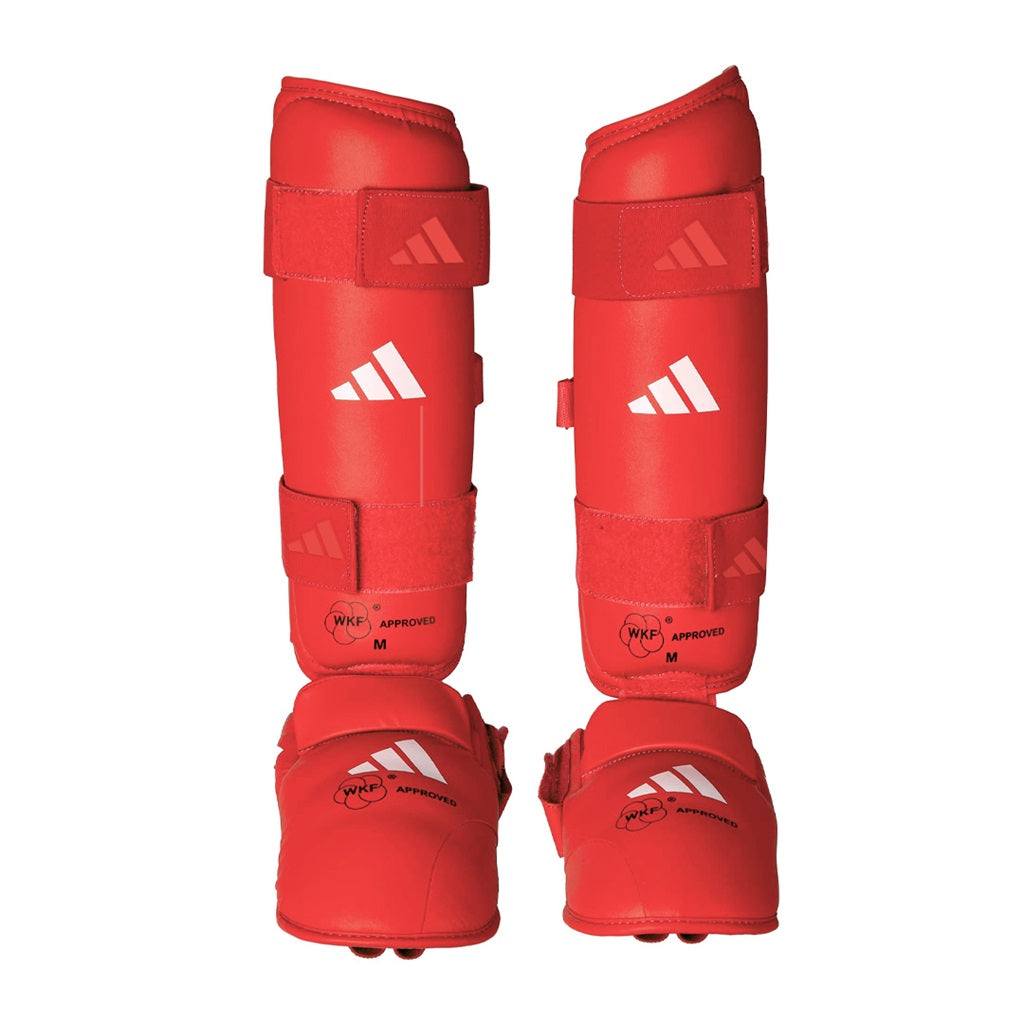 Espinillera con Empeine Adidas Karate WKF 661.35 Cuero Sintetico PU Aprobada Federacion Mundial para Competicion Kumite