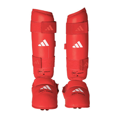 Espinillera con Empeine Adidas Karate WKF 661.35 Cuero Sintetico PU Aprobada Federacion Mundial para Competicion Kumite