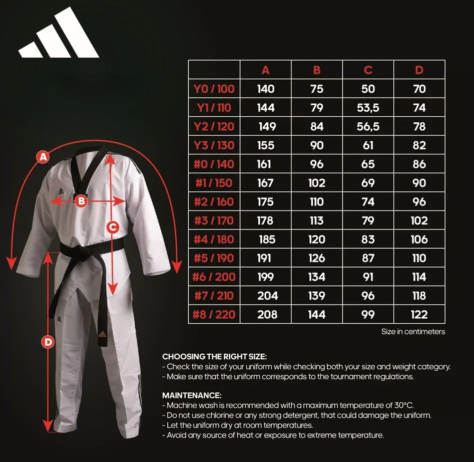 Uniforme Taekwondo Adidas Adi Fighter EliteTejido Premium Eco para Competidores de Alto Nivel Talla 170