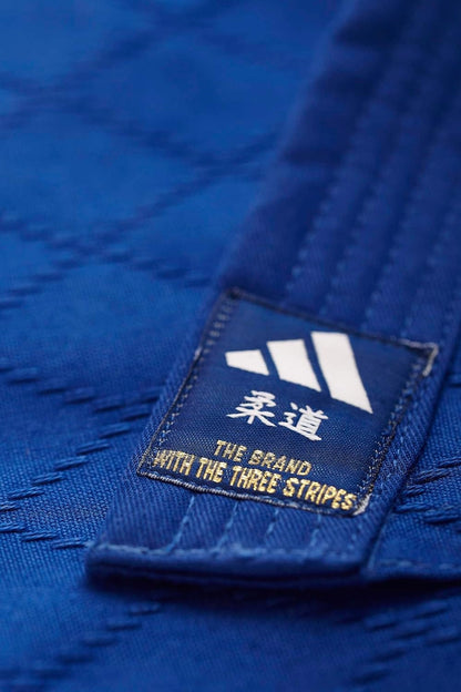 Uniforme Judo Adidas Club Sin Cinturon Algodon Poliester Tejido Reforzado Intermedio Avanzado Azul Dorado J350BP