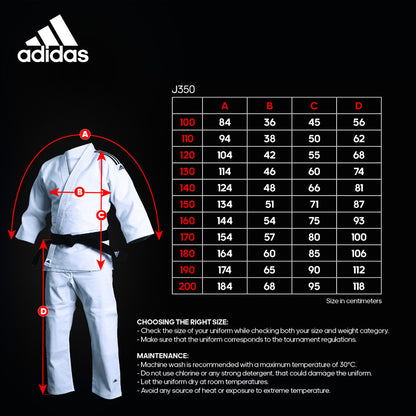 Uniforme Judo Adidas Club Sin Cinturon Algodon Poliester Tejido Reforzado Intermedio Avanzado Blanco J350P
