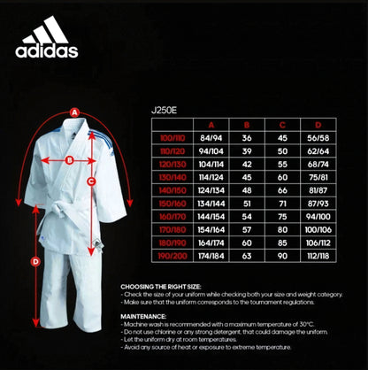 Uniforme Judo Adidas Evolution II J250E Blanco Algodon Poliester para Principiantes y Practica Habitual Sin Cinturon