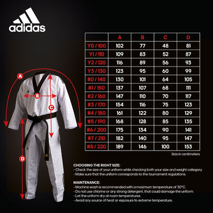 Uniforme Taekwondo Adidas Poomsae Femenino Adulto WT Blanco Premium para Competicion de Formas con Detalles Especiales
