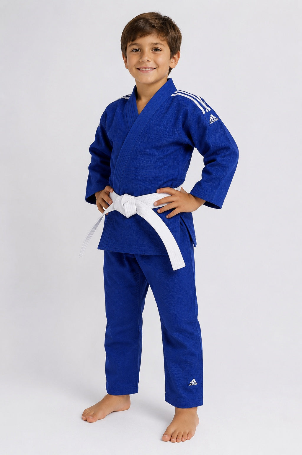 Uniforme Judo Adidas Evolution con Correa Algodon Poliester Principiantes Intermedios Blanco Azul Cinturon Incluido