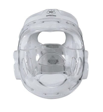 Protector de Cabeza con Mascara Karate Adidas WKF Blanco Cobertura Total para Competicion Kumite y Sparring Avanzado