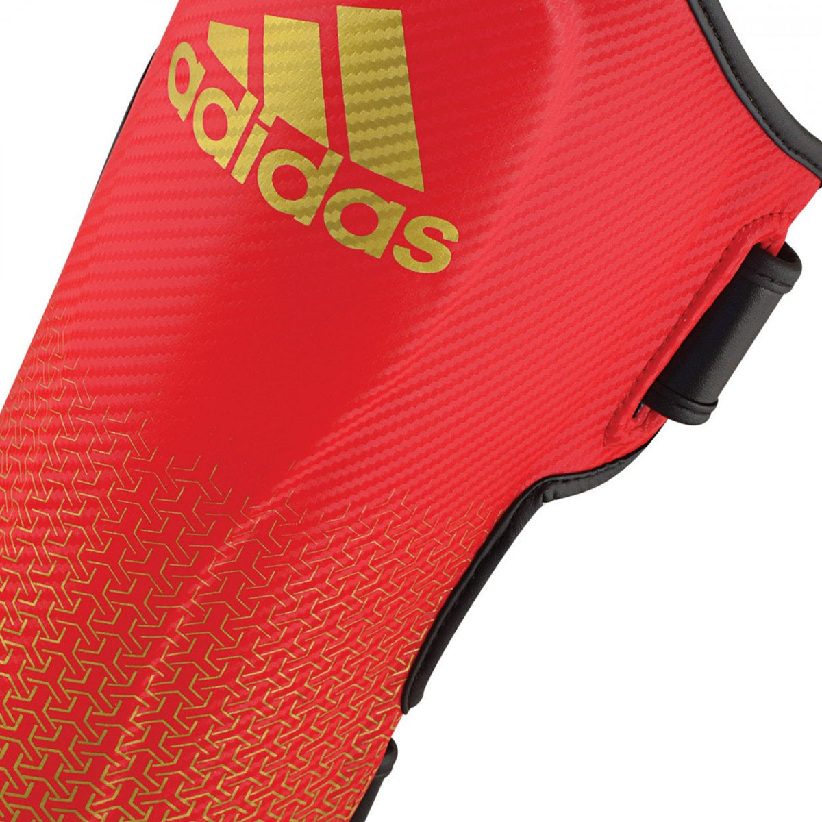 Espinillera Adidas Pro Kickboxing ADIKBSI300 Rojo/Dorado Cuero Sintetico Padding EVA para Competicion y Entrenamiento