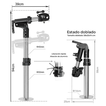 Soporte Reparación Bicicletas 58-94cm Rotación 360 - Zuba