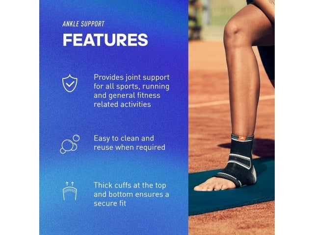 Tobillera Estabilizadora Texturizada ADIDAS Compresión Antideslizante Anatómica Gym Running Crossfit